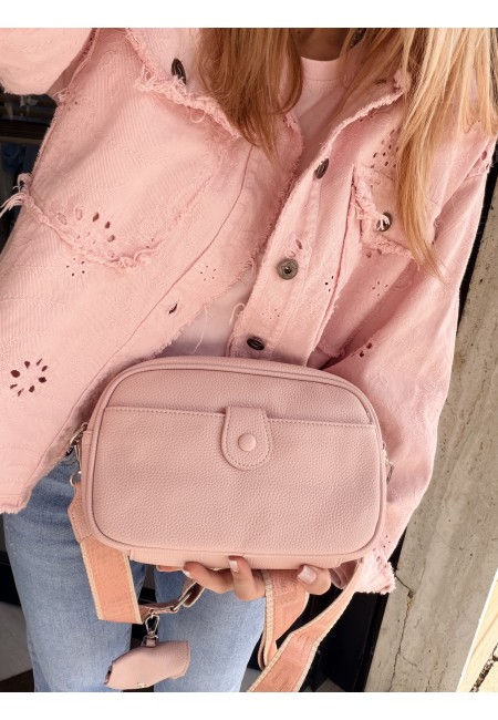 Borsetta rosa con taschina portatutto e tracolla