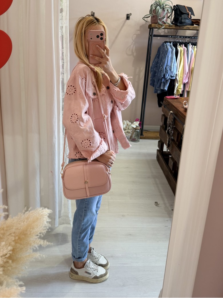 Borsetta rosa con taschina portatutto e tracolla