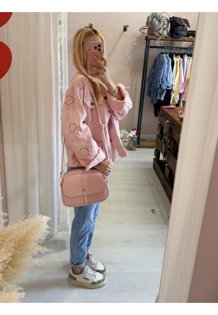 Borsetta rosa con taschina portatutto e tracolla