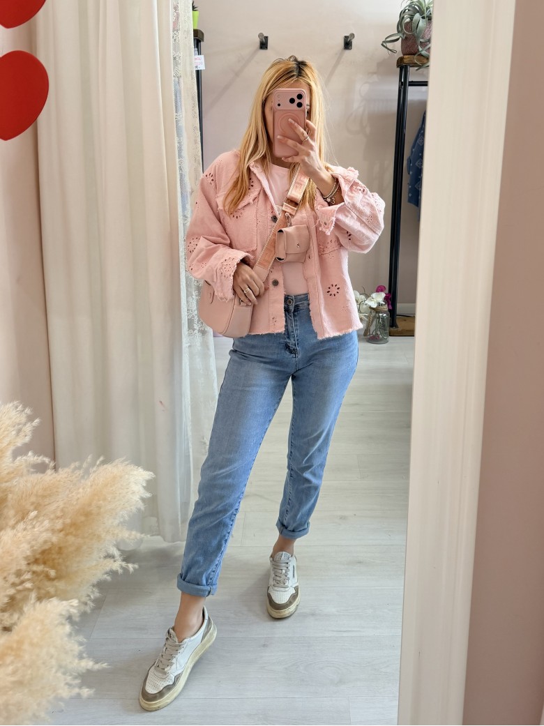 Borsetta rosa con taschina portatutto e tracolla