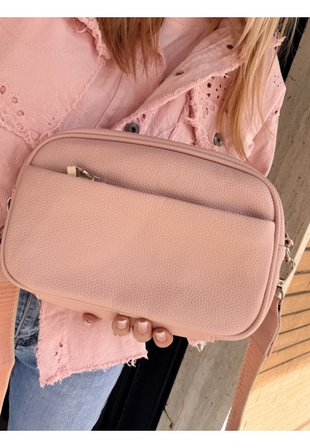Borsetta rosa con taschina portatutto e tracolla