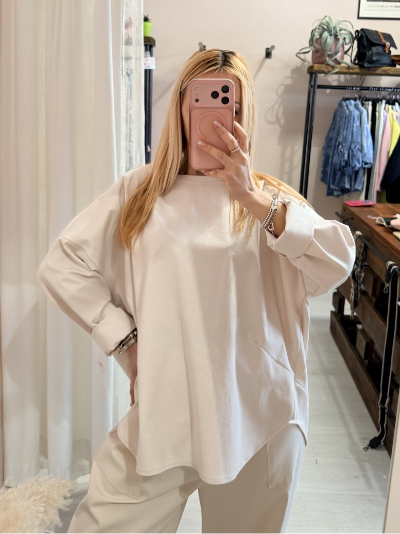 Felpa maglia MINIMAL beige