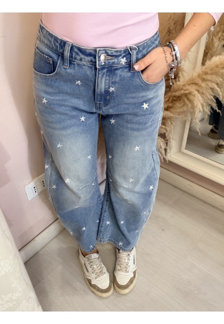 Jeans Capri a palloncino con margheritine