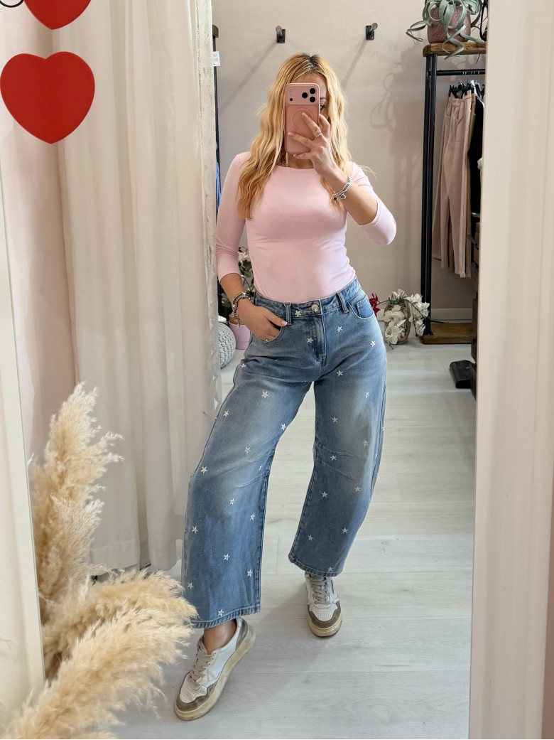 Jeans Capri a palloncino con margheritine