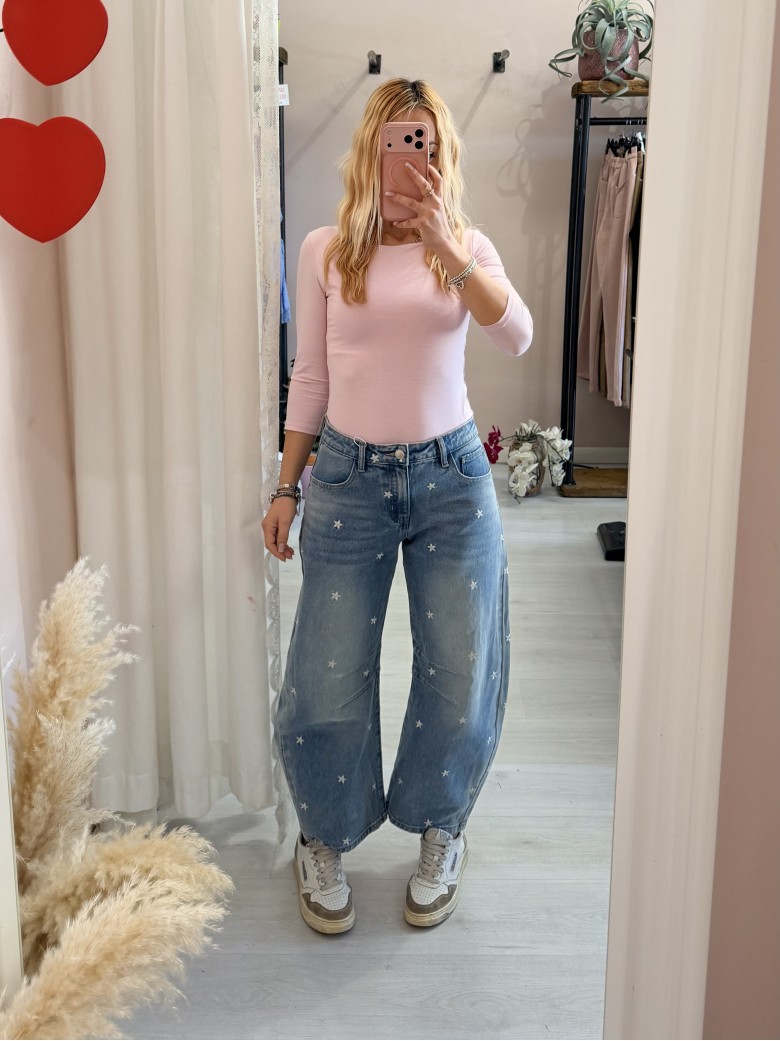 Jeans Capri a palloncino con margheritine