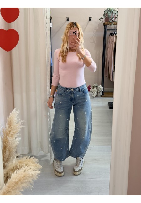 Jeans Capri a palloncino con margheritine