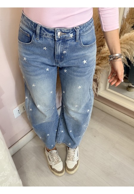 Jeans Capri a palloncino con margheritine