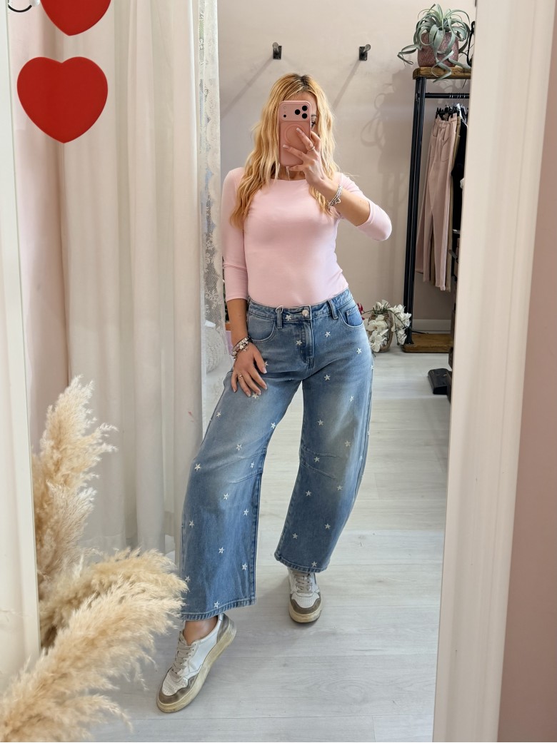 Jeans Capri a palloncino con margheritine