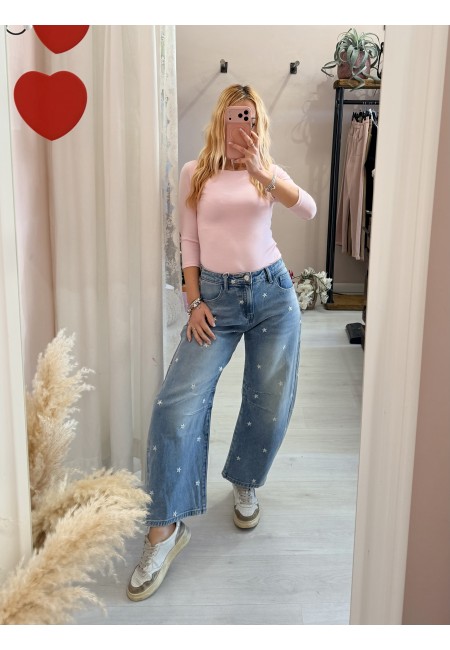 Jeans Capri a palloncino con margheritine