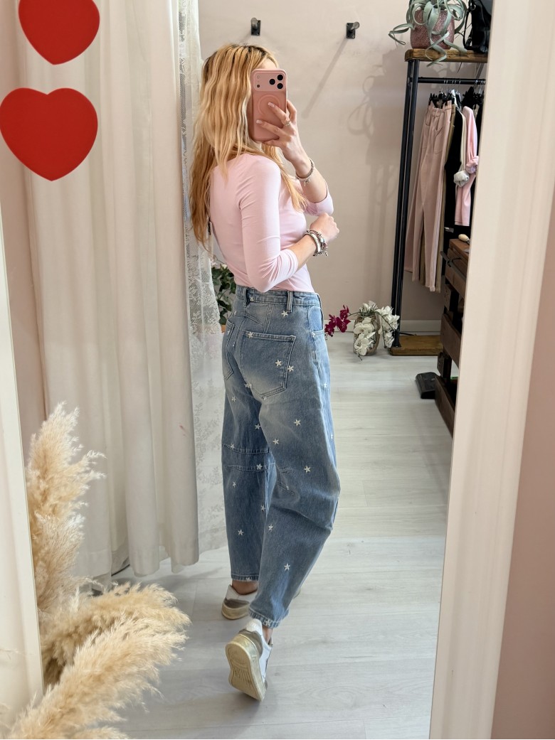 Jeans Capri a palloncino con margheritine