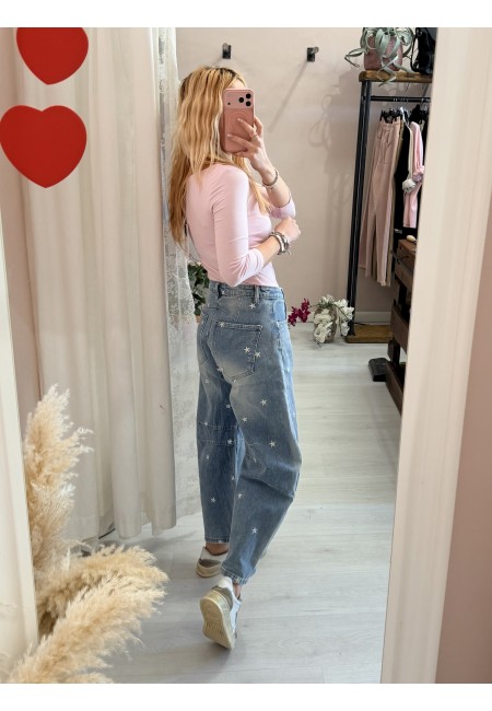 Jeans Capri a palloncino con margheritine