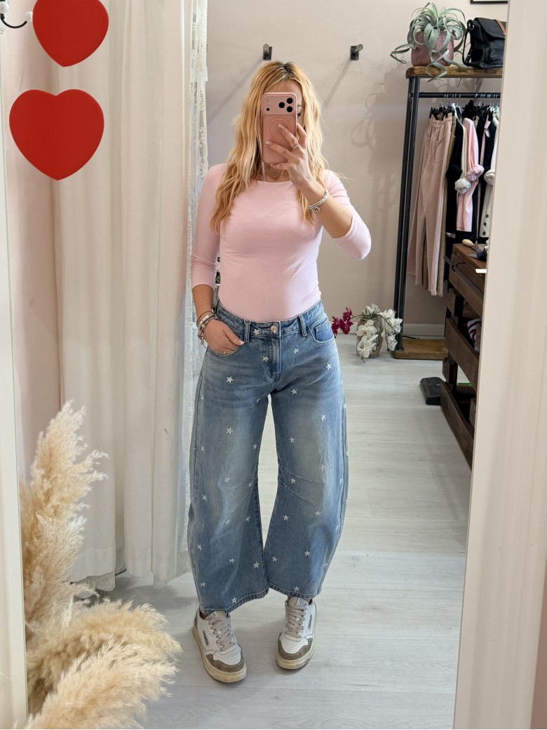 Jeans Capri a palloncino con margheritine