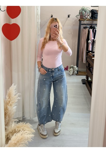 Jeans Capri a palloncino con margheritine