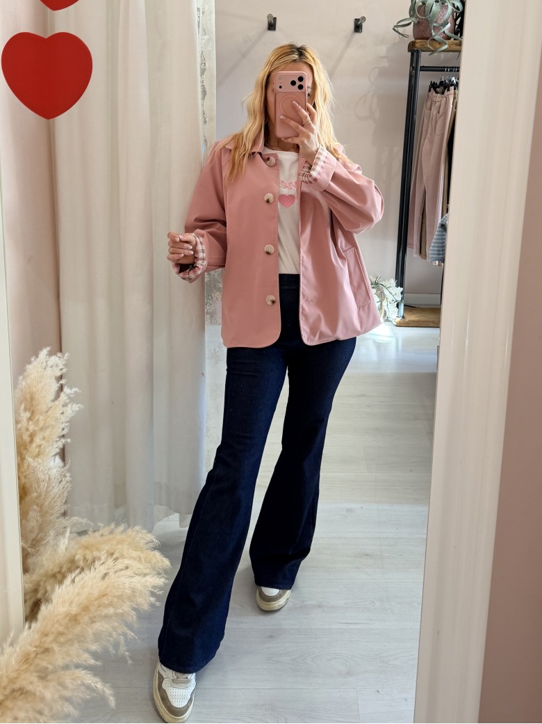 Giacca stile trench impermeabile ROSA