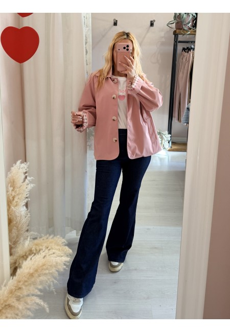 Giacca stile trench impermeabile ROSA