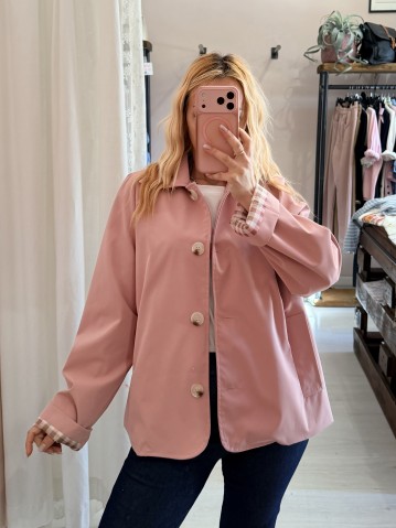 Giacca stile trench impermeabile ROSA