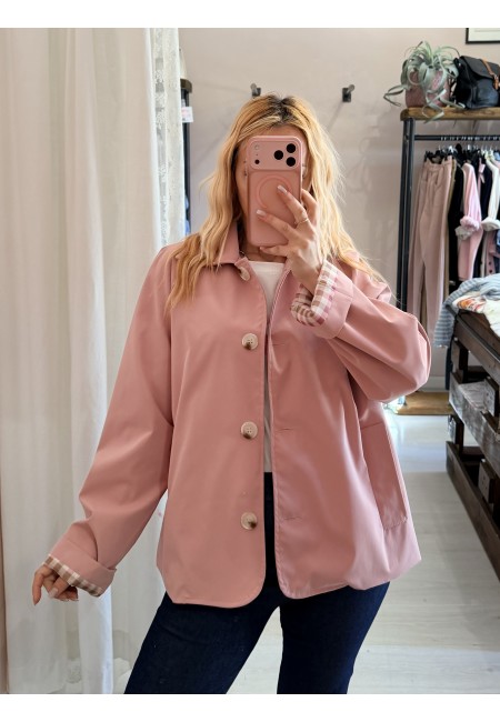 Giacca stile trench impermeabile ROSA