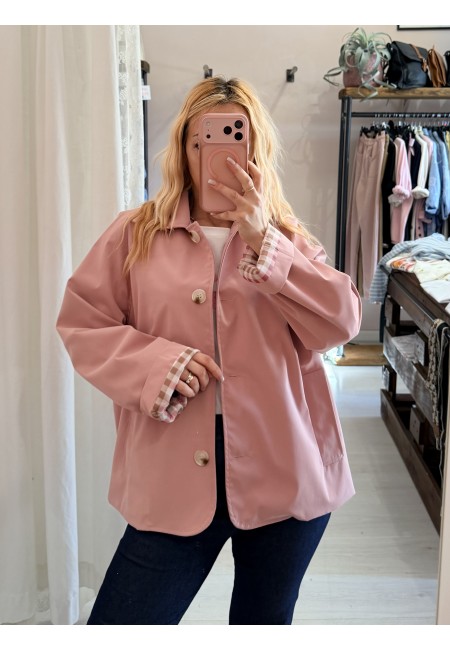 Giacca stile trench impermeabile ROSA