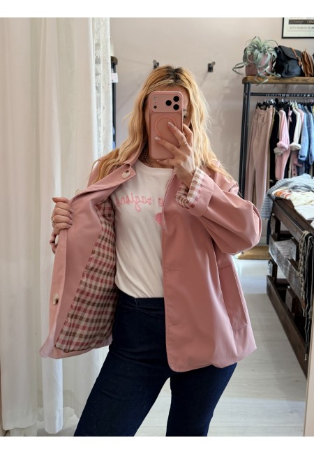 Giacca stile trench impermeabile ROSA