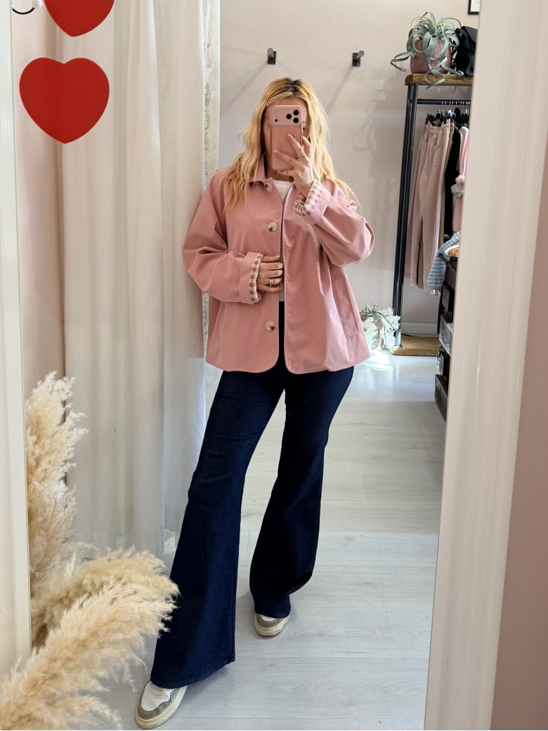 Giacca stile trench impermeabile ROSA