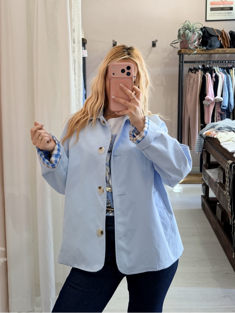Giacca stile trench impermeabile AZZURRA
