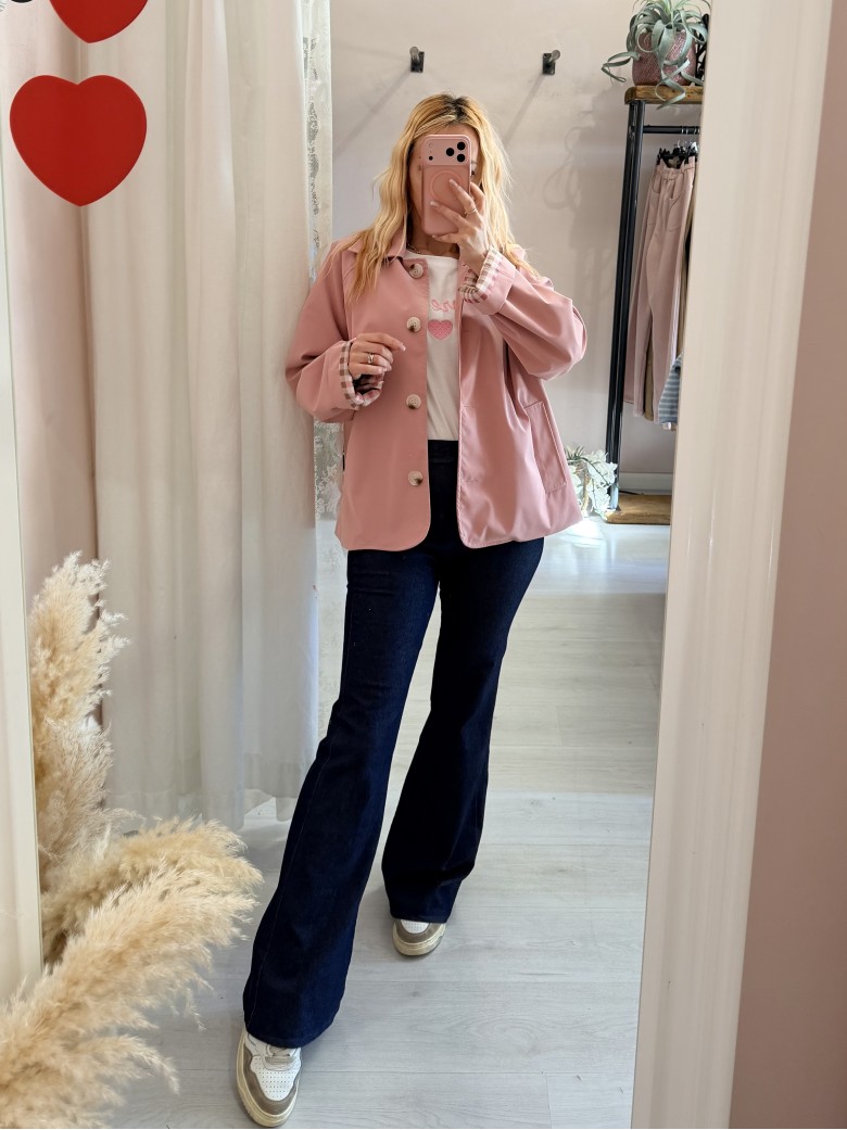 Giacca stile trench impermeabile ROSA