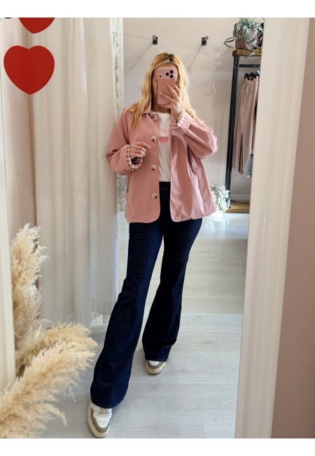 Giacca stile trench impermeabile ROSA