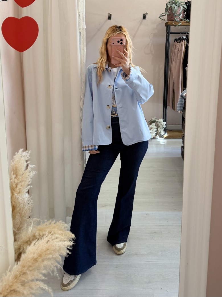 Giacca stile trench impermeabile AZZURRA