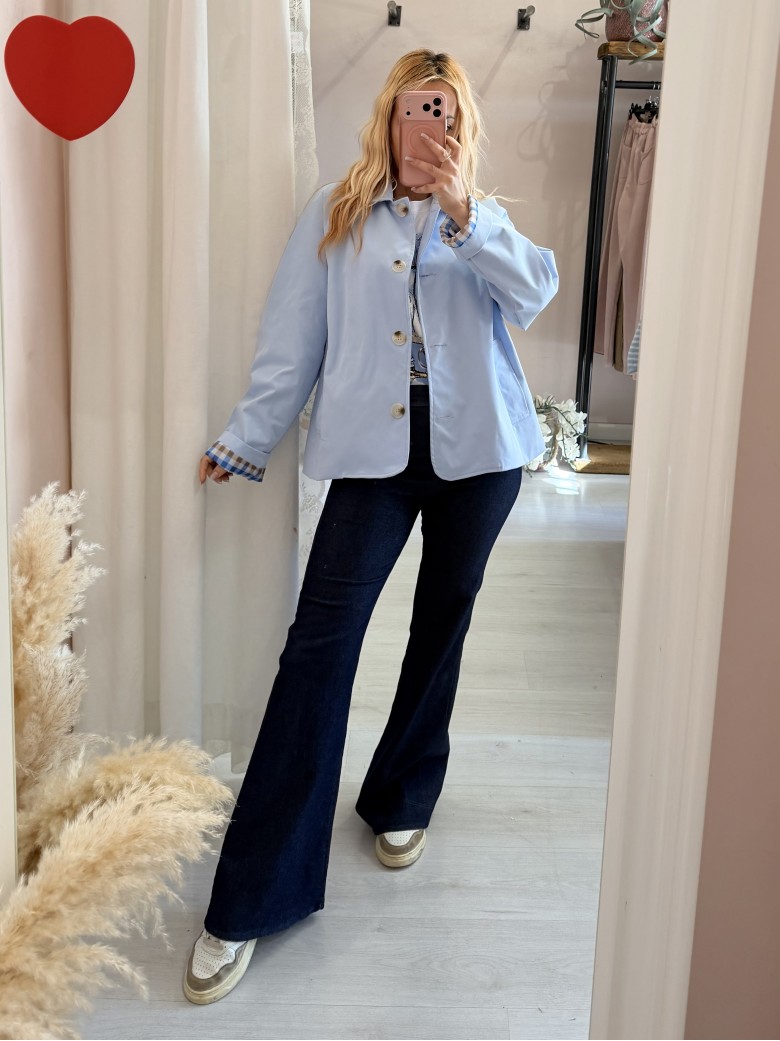 Giacca stile trench impermeabile AZZURRA