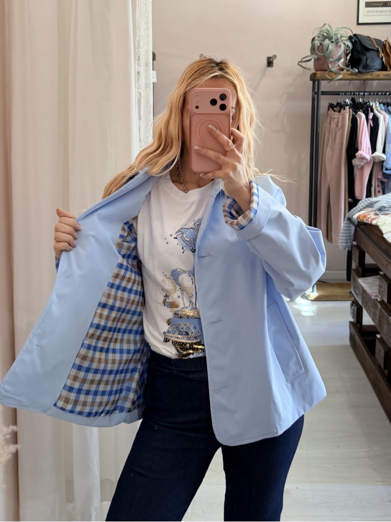 Giacca stile trench impermeabile AZZURRA