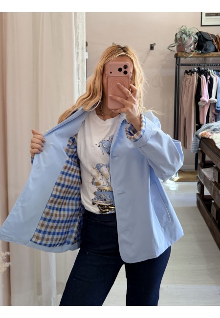 Giacca stile trench impermeabile AZZURRA