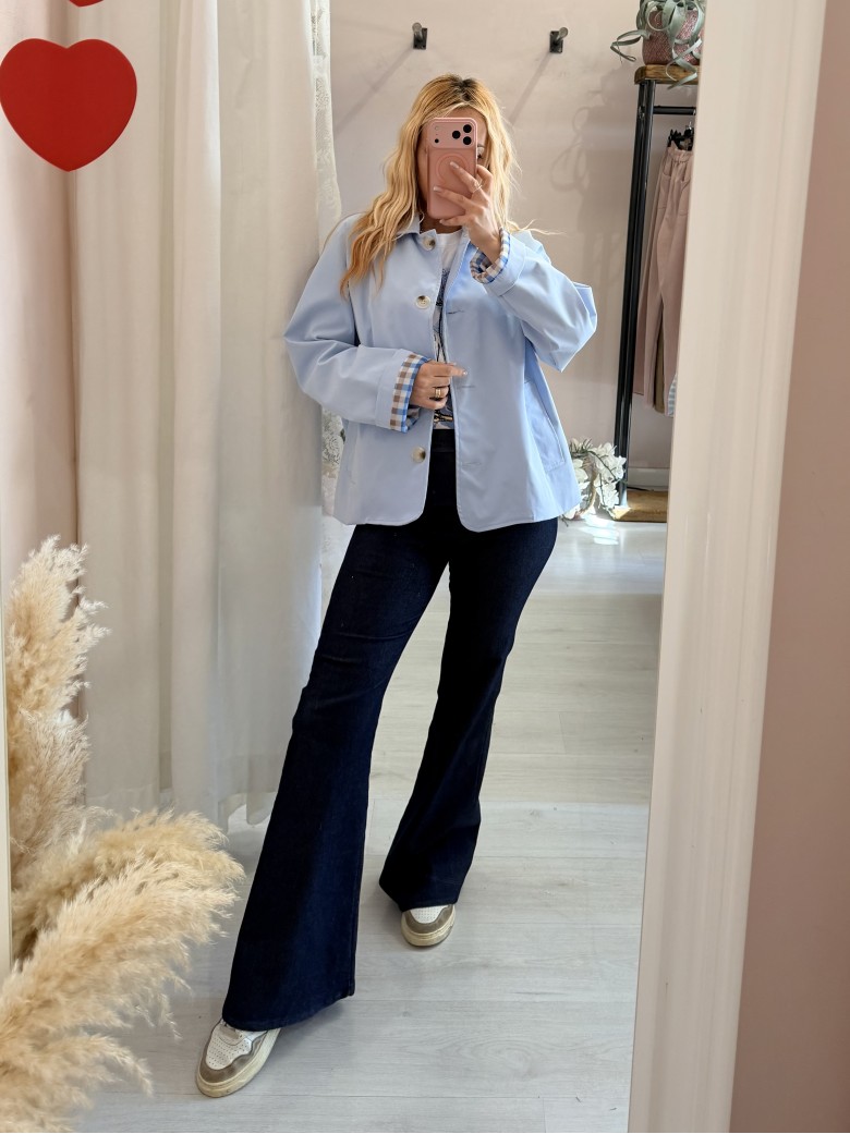 Giacca stile trench impermeabile AZZURRA