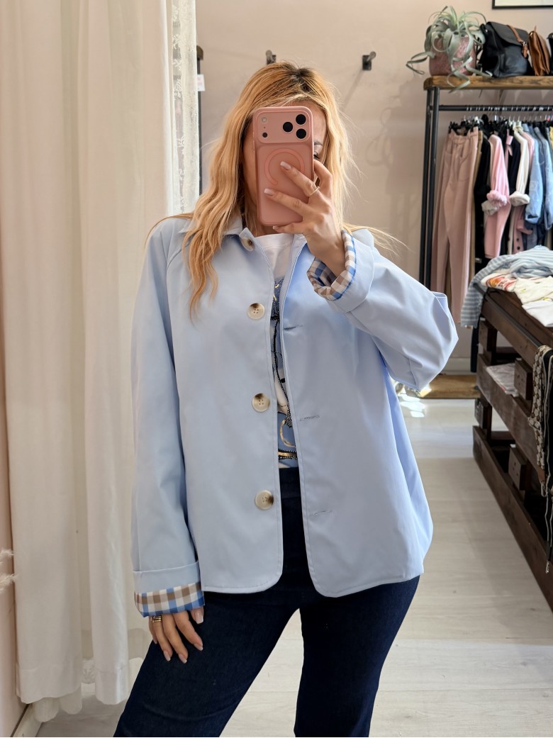 Giacca stile trench impermeabile AZZURRA