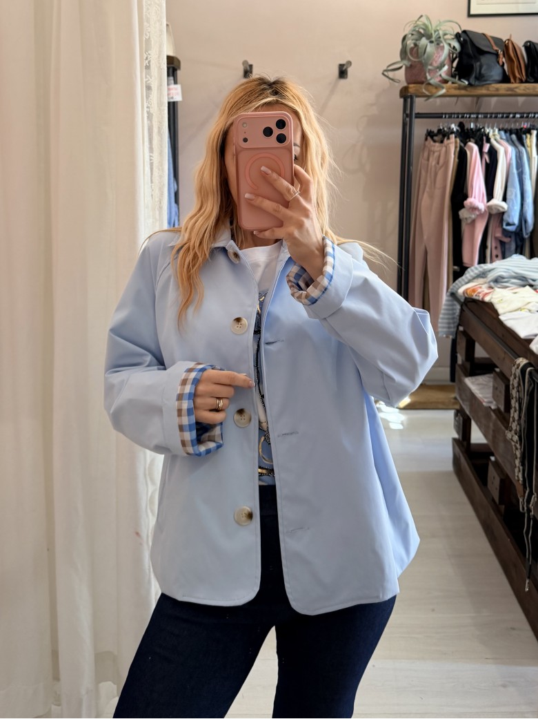 Giacca stile trench impermeabile AZZURRA