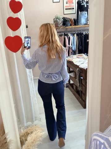 Camicia FIOCCO nella schiena a righe azzurra 2