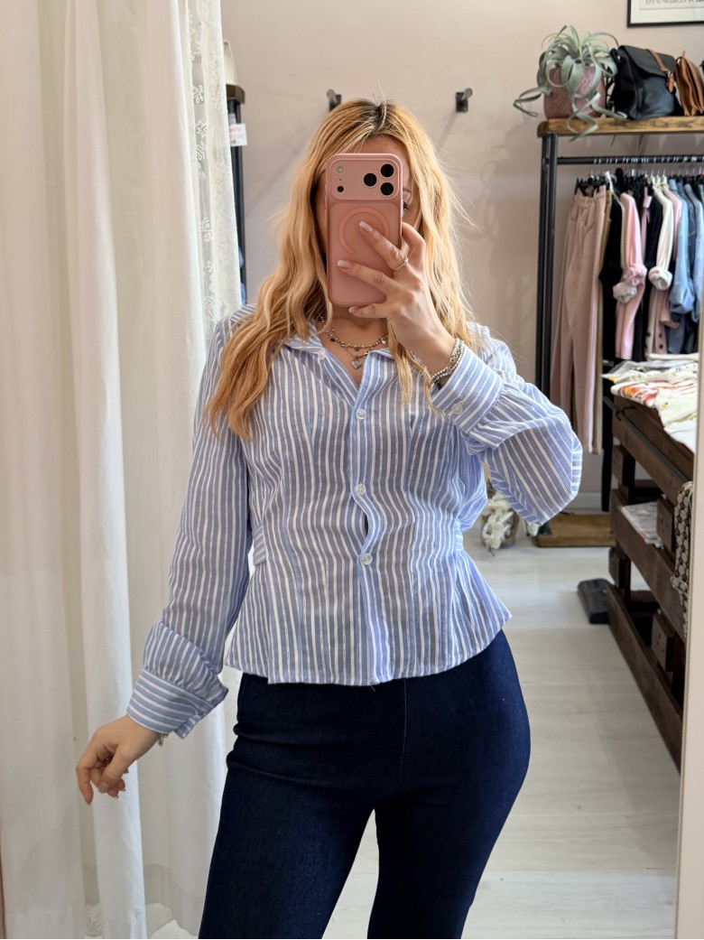 Camicia FIOCCO nella schiena a righe azzurra