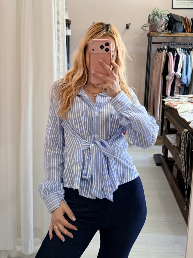 Camicia FIOCCO nella schiena a righe azzurra
