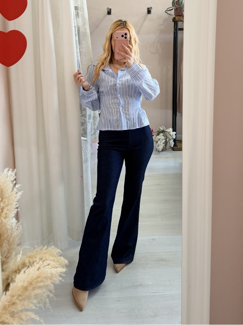 Camicia FIOCCO nella schiena a righe azzurra