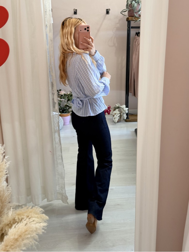 Camicia FIOCCO nella schiena a righe azzurra