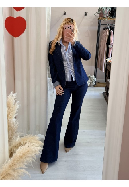 Camicia FIOCCO nella schiena a righe azzurra