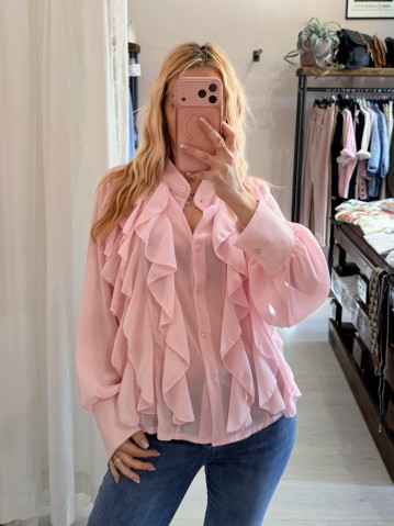 Camicia con ruches e bottoncini rosa 2