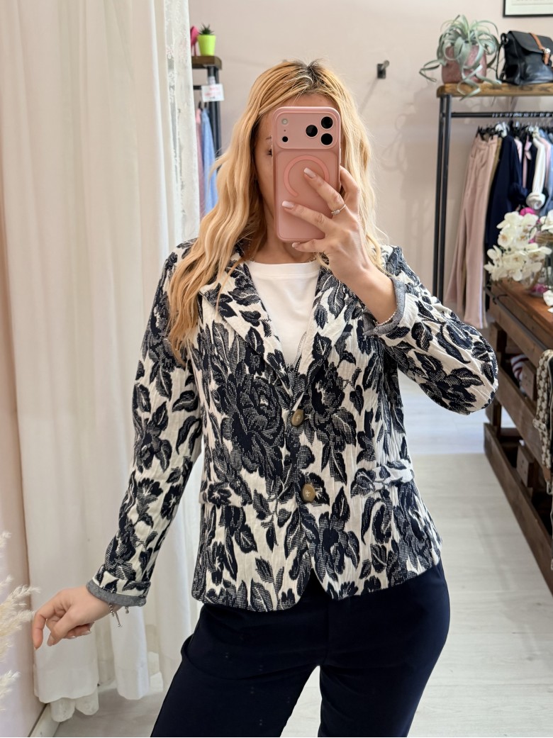 Giacca tipo felpa floreale blu