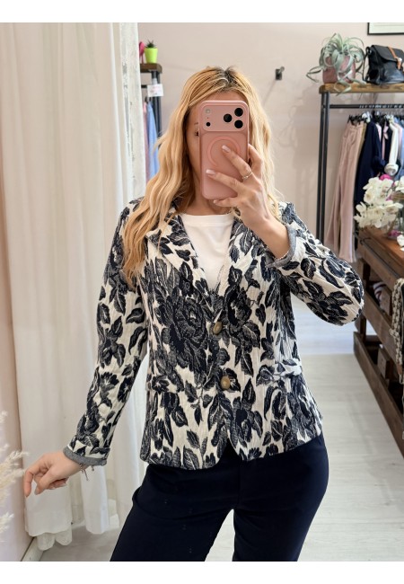 Giacca tipo felpa floreale blu