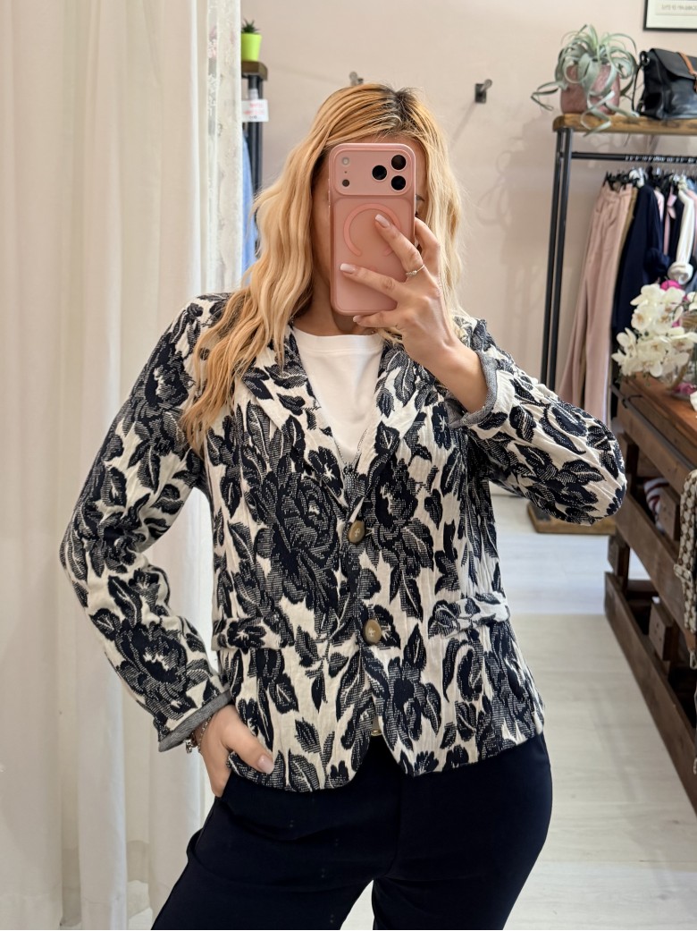 Giacca tipo felpa floreale blu