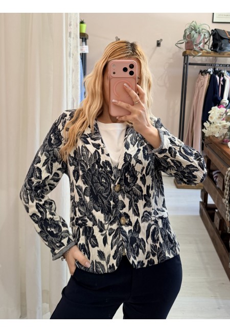 Giacca tipo felpa floreale blu