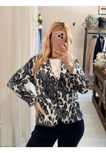 Giacca tipo felpa floreale blu