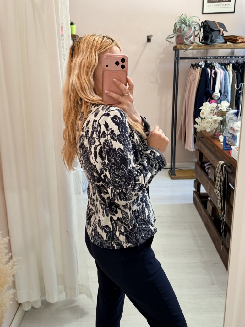 Giacca tipo felpa floreale blu