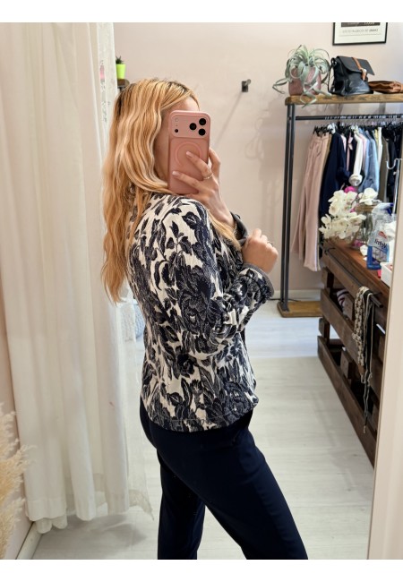 Giacca tipo felpa floreale blu