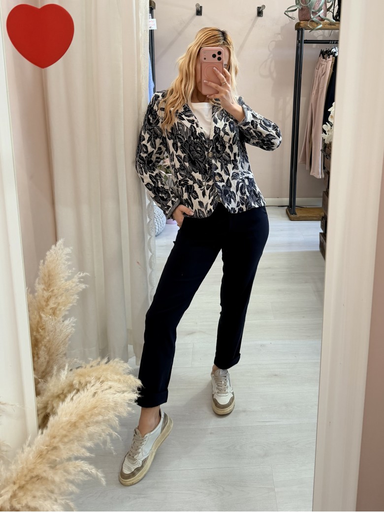 Giacca tipo felpa floreale blu