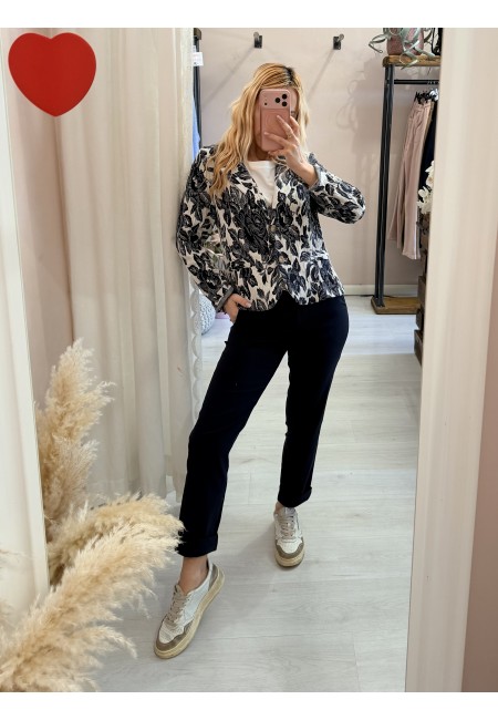 Giacca tipo felpa floreale blu